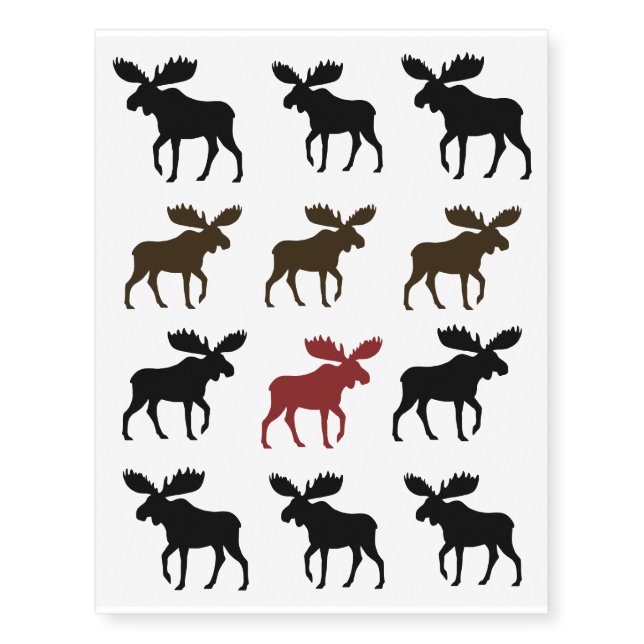 Walking Moose Silhouettes | Wildlife Wild Animal Temporary Tattoos (Front)