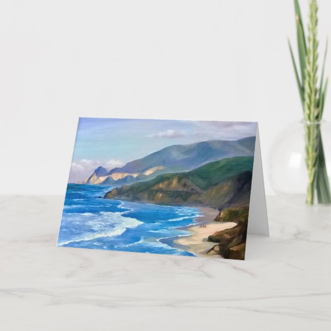 Walking My Dogs at Devil's Slide greeting card (Front)