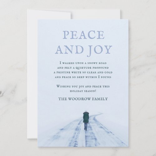 Walking On Snowy Road Peace Poem Holiday Card