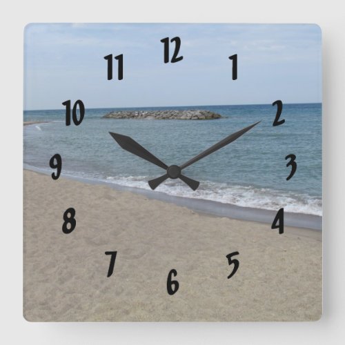 Walking on The Beach Lake Erie Square Wall Clock