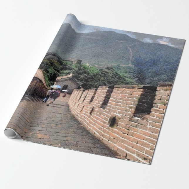 Walking on the Great Wall of China Wrapping Paper (Unrolled)