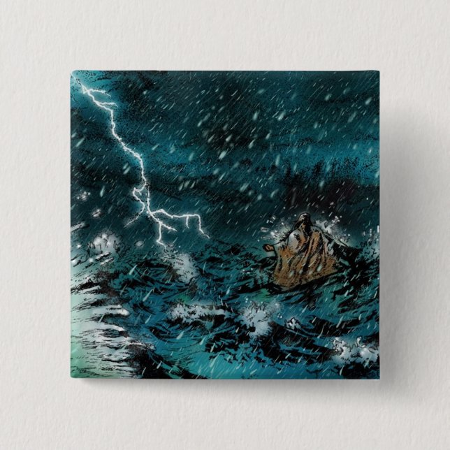 walking on water Jesus Button (Front)