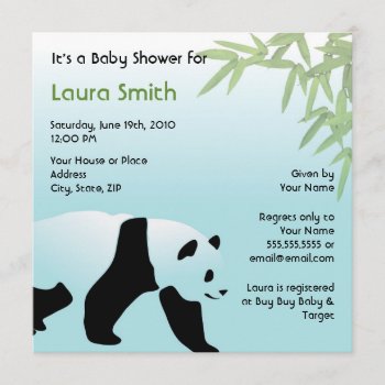 Walking Panda Baby Shower Invitation - Square by hapagirldesigns at Zazzle