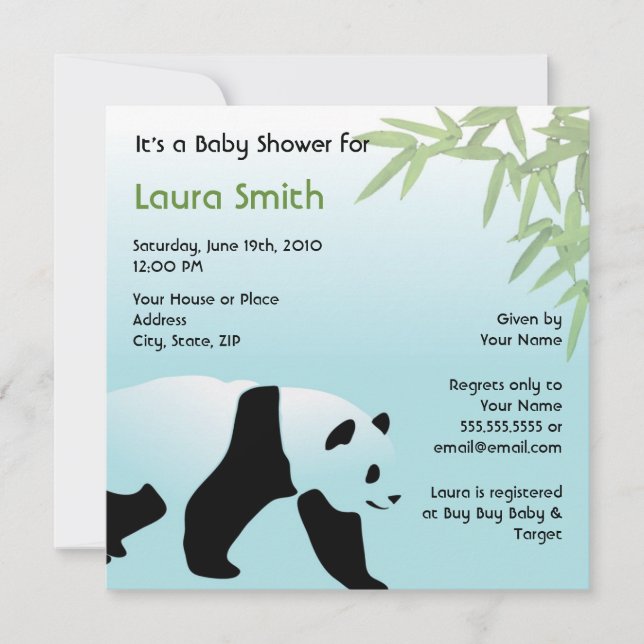 Walking Panda Baby Shower Invitation - Square (Front)