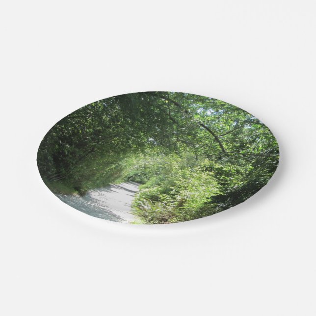 Walking Path with Greenery Paper Plates (Angled)