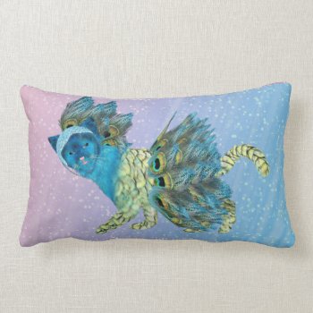 Walking Peacock Kitty 1 Lumbar Pillow by TheWhimsicalPost at Zazzle