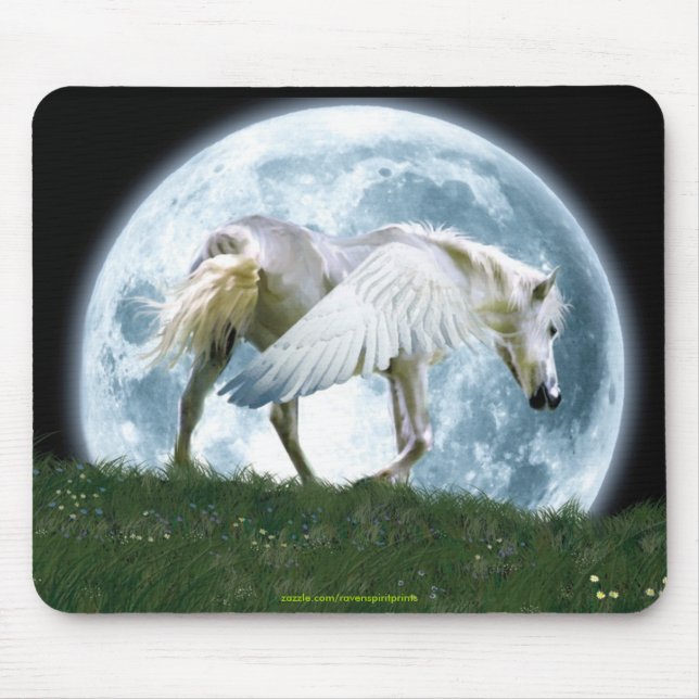 Walking Pegasus and Full Moon Fantasy Art Mousepad (Front)