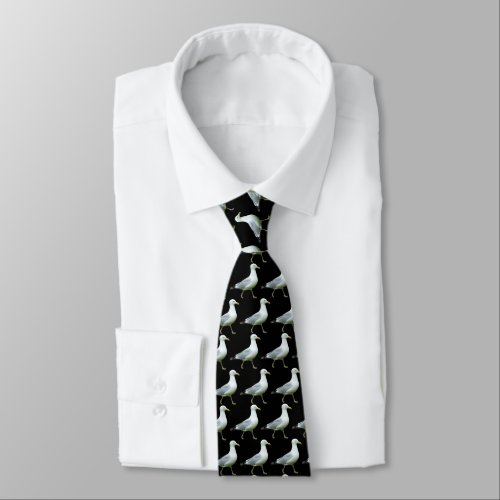 Walking Seagull Pattern _ Black Neck Tie