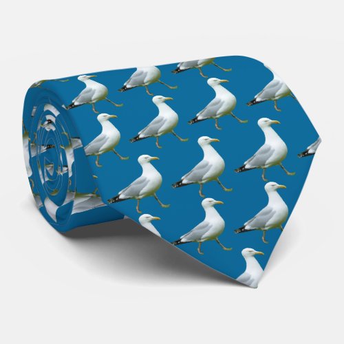 Walking Seagull Pattern _ Blue 006699 Neck Tie