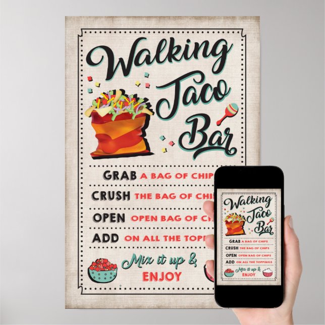 walking-taco-bar-sign-poster-zazzle