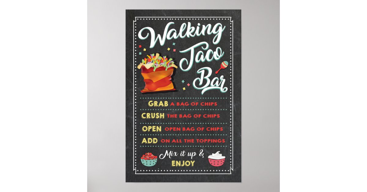 Walking Taco Bar Sign Poster | Zazzle