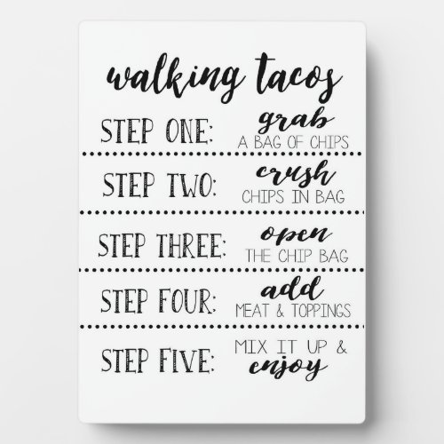 Walking Tacos Bar Sign Make Your Own Taco Easel Plaque