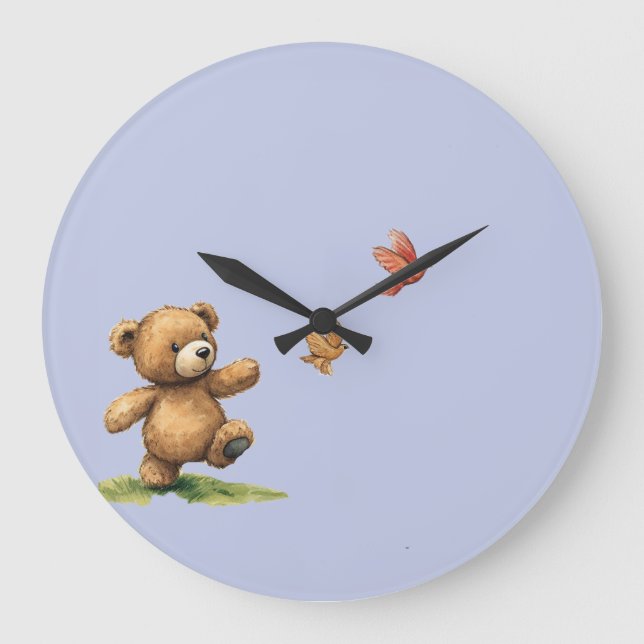 WALKING TEDDY LARGE CLOCK (Front)