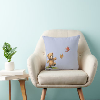 WALKING TEDDY THROW PILLOW