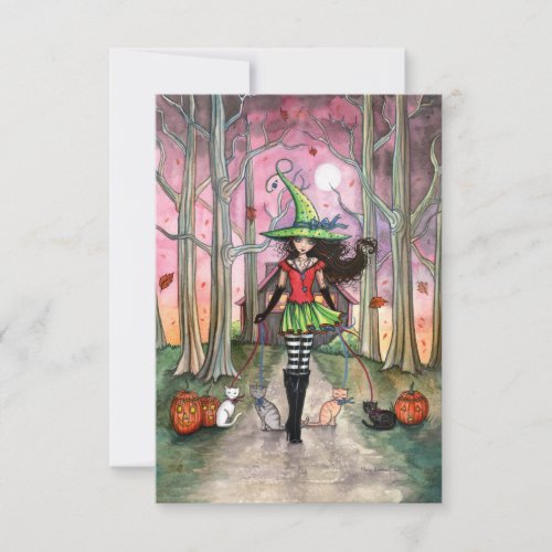 Walking the Cats Halloween Postcard