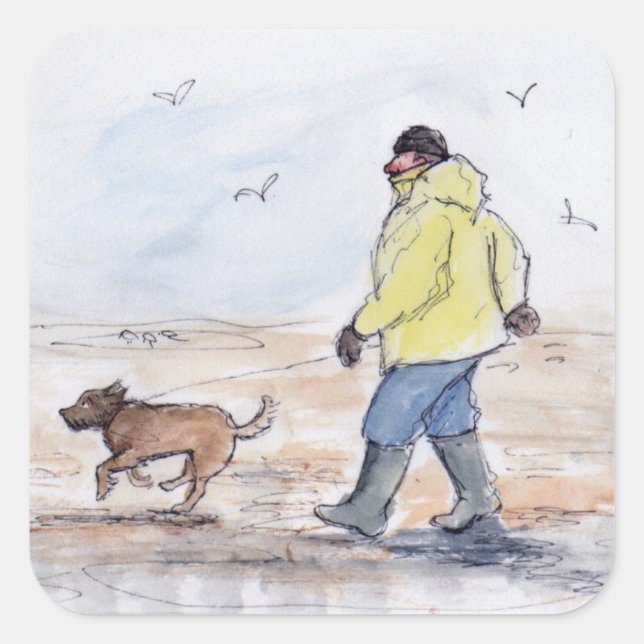 Walking the dog - 01 square sticker (Front)