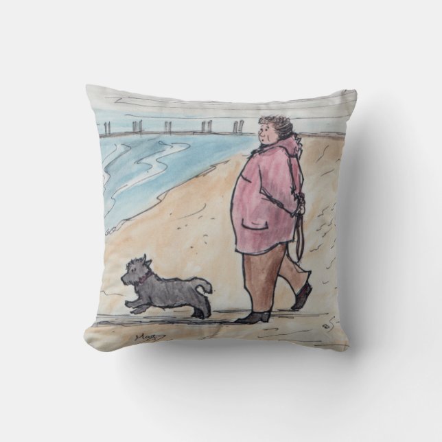 Walking the dog - 03 throw pillow (Front)