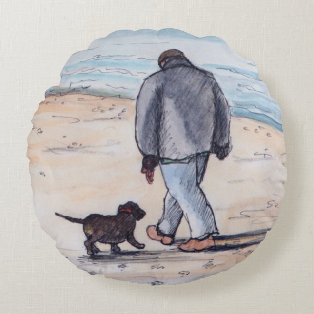 Walking the dog - 05 round pillow (Front)