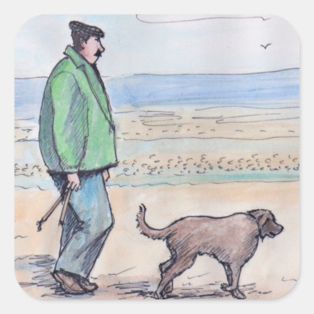 Walking the dog - 06 square sticker (Front)
