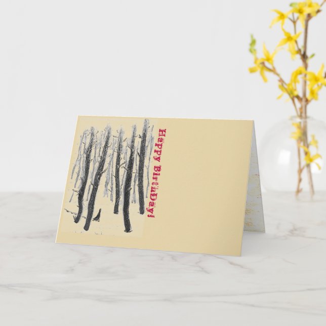 Walking Through Snowy Forest Card (Yellow Flower)