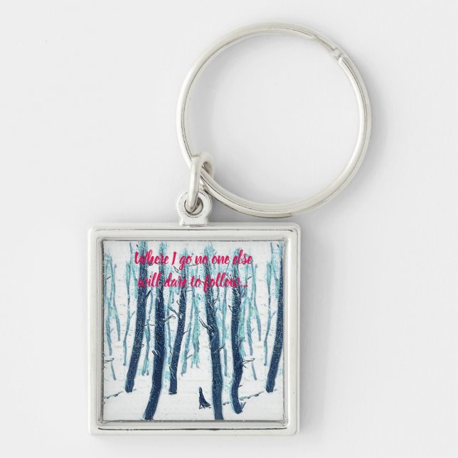 Walking Through Snowy Forest Keychain (Front)
