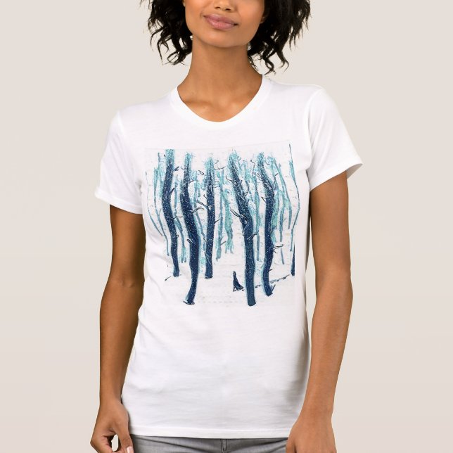 Walking Through Snowy Forest T-Shirt (Front)