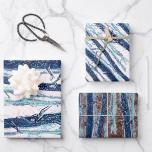 Walking Through Snowy Forest Wrapping Paper Sheets