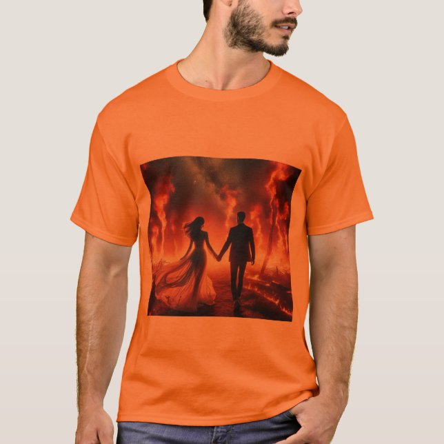 Walking Through the Fire on a Short Sleeve Green T-Shirt (Front)
