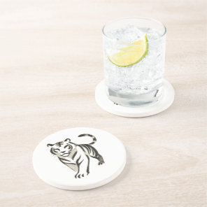 Walking Tiger Drawing - Ink Coaster Design