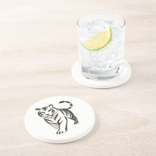 Walking Tiger Drawing - Ink Coaster Design
