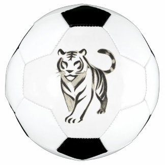 Walking Tiger Drawing - Ink Design on Soccer Ball