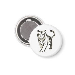 Walking Tiger Drawing - Ink Magnet Design