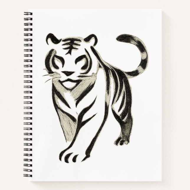 Walking Tiger Drawing - Ink Notebook Design (Front)