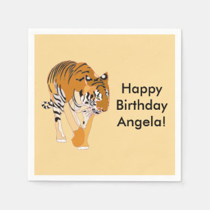 Walking Tiger Personalized Birthday Napkins