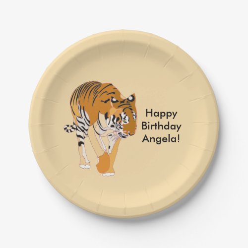 Walking Tiger Personalized Birthday Plates