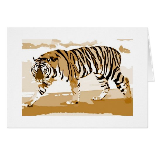 Walking Tiger Pop Art Cards (Front Horizontal)