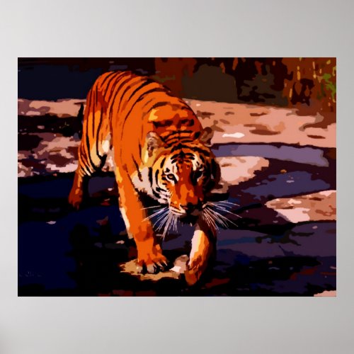 Walking Tiger Print Poster