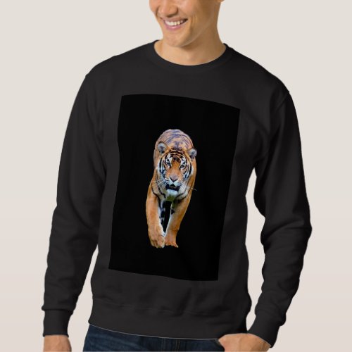 Walking Tiger Template Template Mens Basic Black Sweatshirt