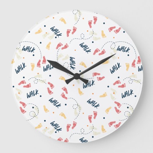 Walking Together Adventure Footprint Pattern Large Clock