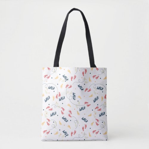 Walking Together Adventure Footprint Pattern Tote Bag