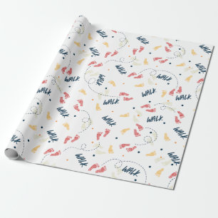 Walking Together: Adventure Footprint Pattern Wrapping Paper