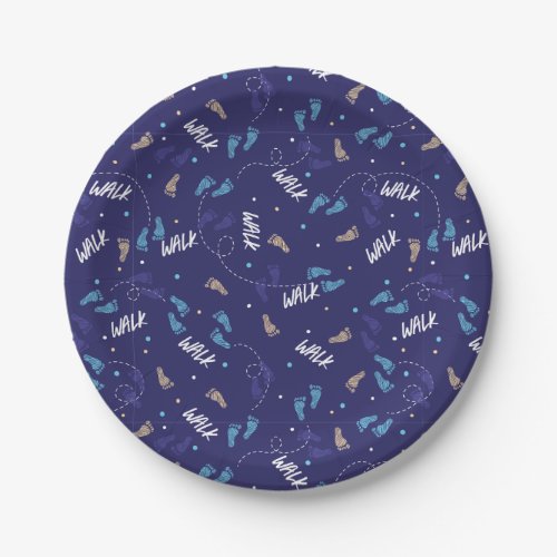 Walking Together Adventure Footprint Silhouette  Paper Plates