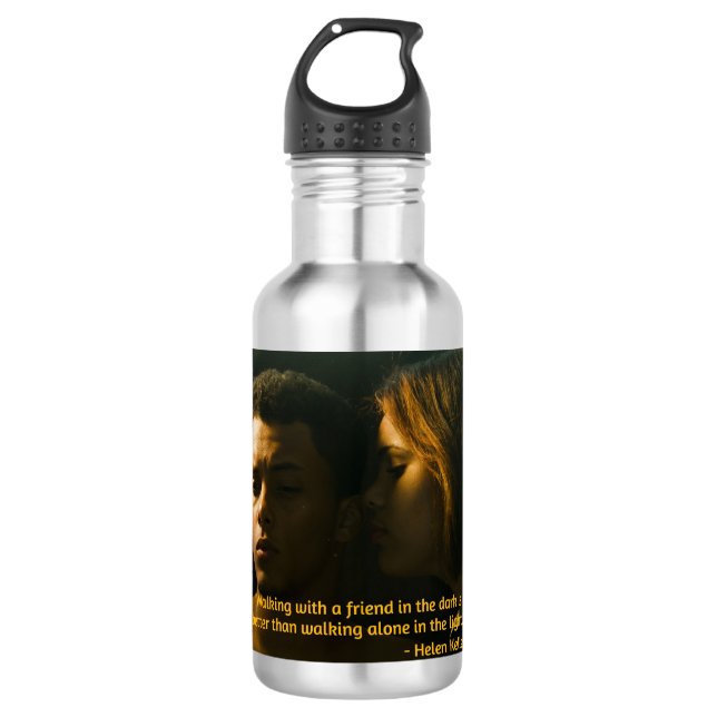 Walking together stainless steel water bottle (Front)