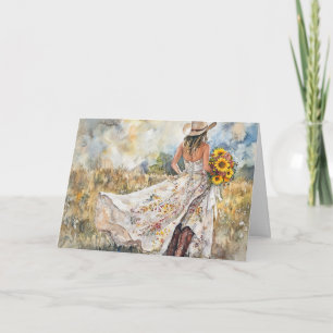 Walking Toward Forever with Sunflowers Card