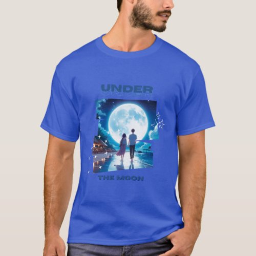  Walking under the moon anime T_Shirt