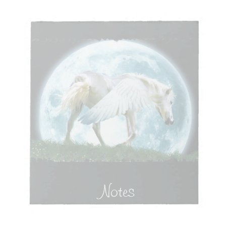 Walking White Pegasus & Full Moon Fantasy Notepad