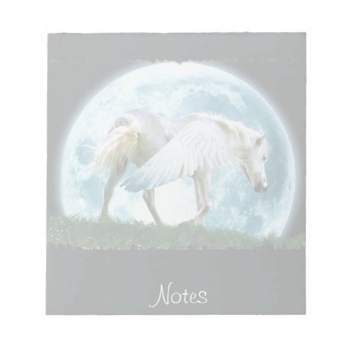 Walking White Pegasus  Full Moon Fantasy Notepad
