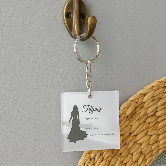 Walking With Grace Acrylic Keychain (An artful silhouette and gray landscape designed for women who value intention and depth.)