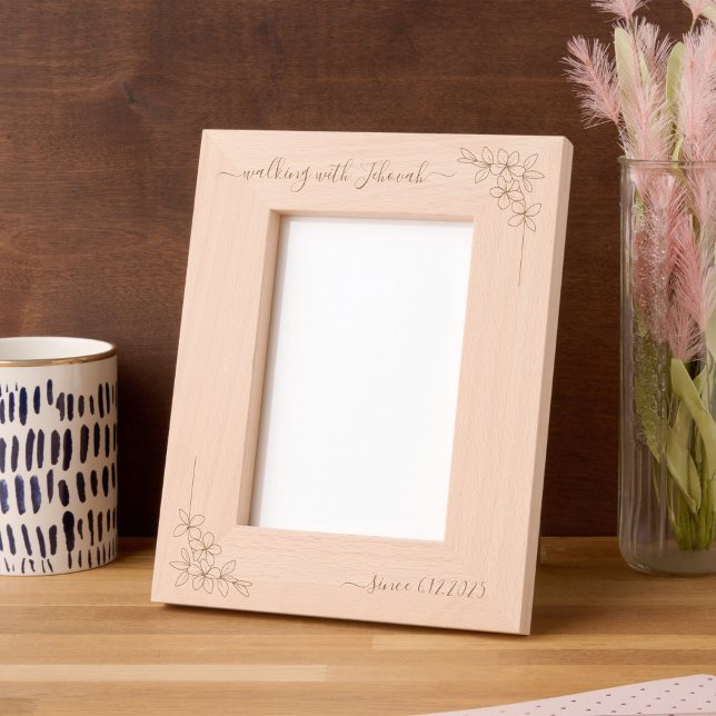 Walking with Jehovah Since 20xx Floral Script Engraved Frames (Creator Uploaded)