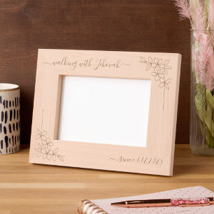Walking with Jehovah Since 20xx Floral Script Engraved Frames